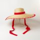 Beach Straw Hat With Wavy Patched Edge  Flat Top And Big Eaves Straw Sunshade